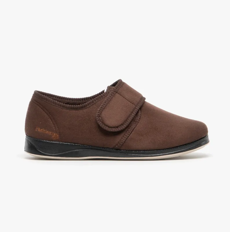 CHARLES Mens (G Fit) Touch Fasten Slippers Brown sold by Shuperb