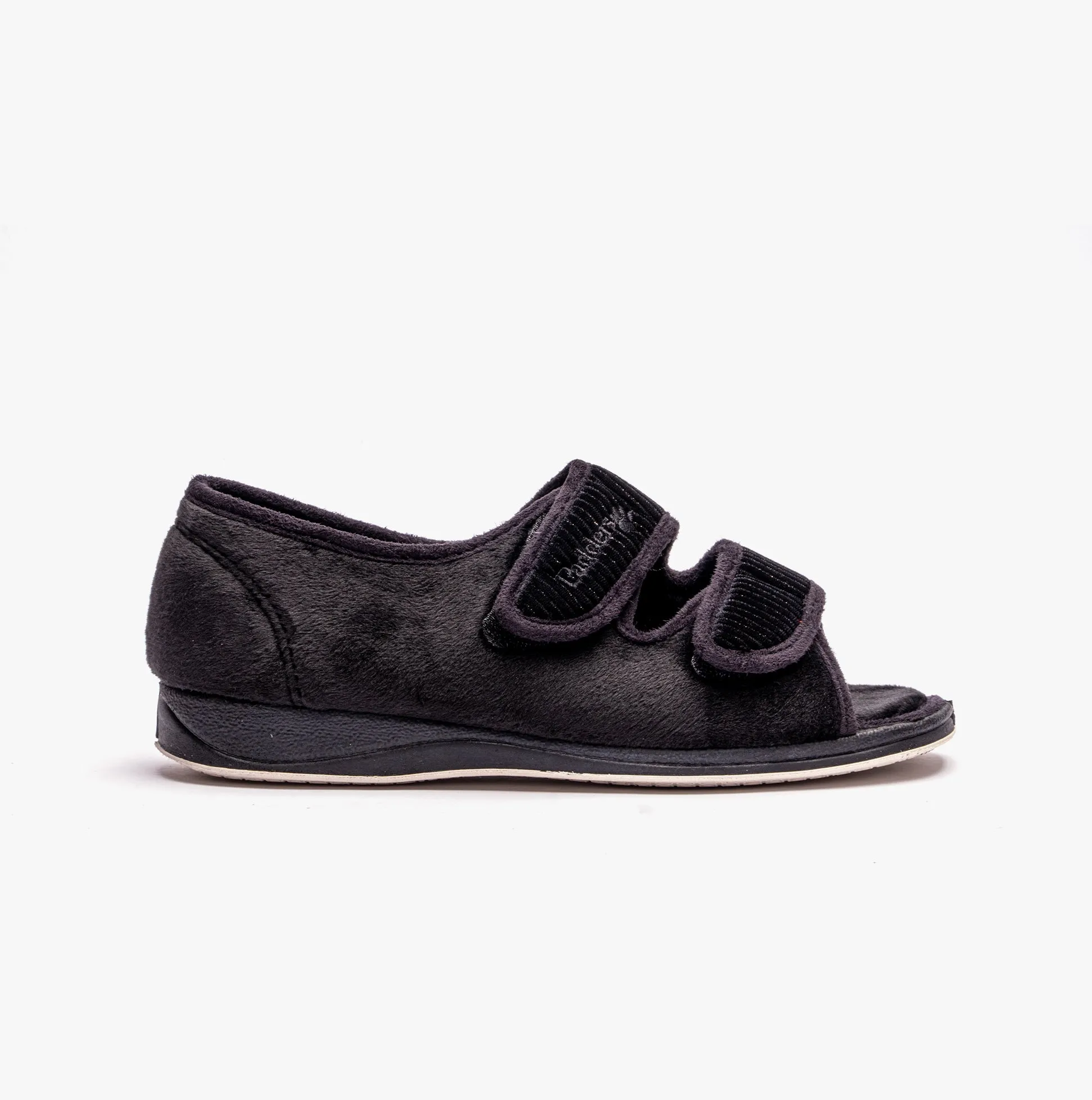 Padders LYDIA X Womens (6E Fit) Touch Fasten Slippers Black sold by Shuperb