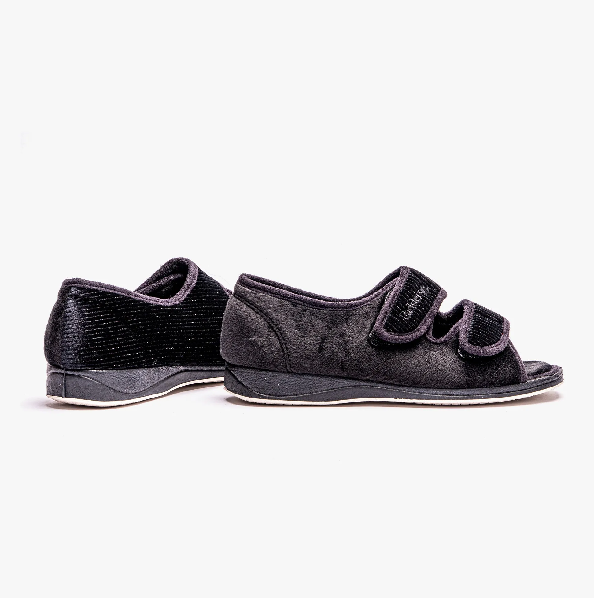 Padders LYDIA X Womens (6E Fit) Touch Fasten Slippers Black sold by Shuperb product image thumbnail 2