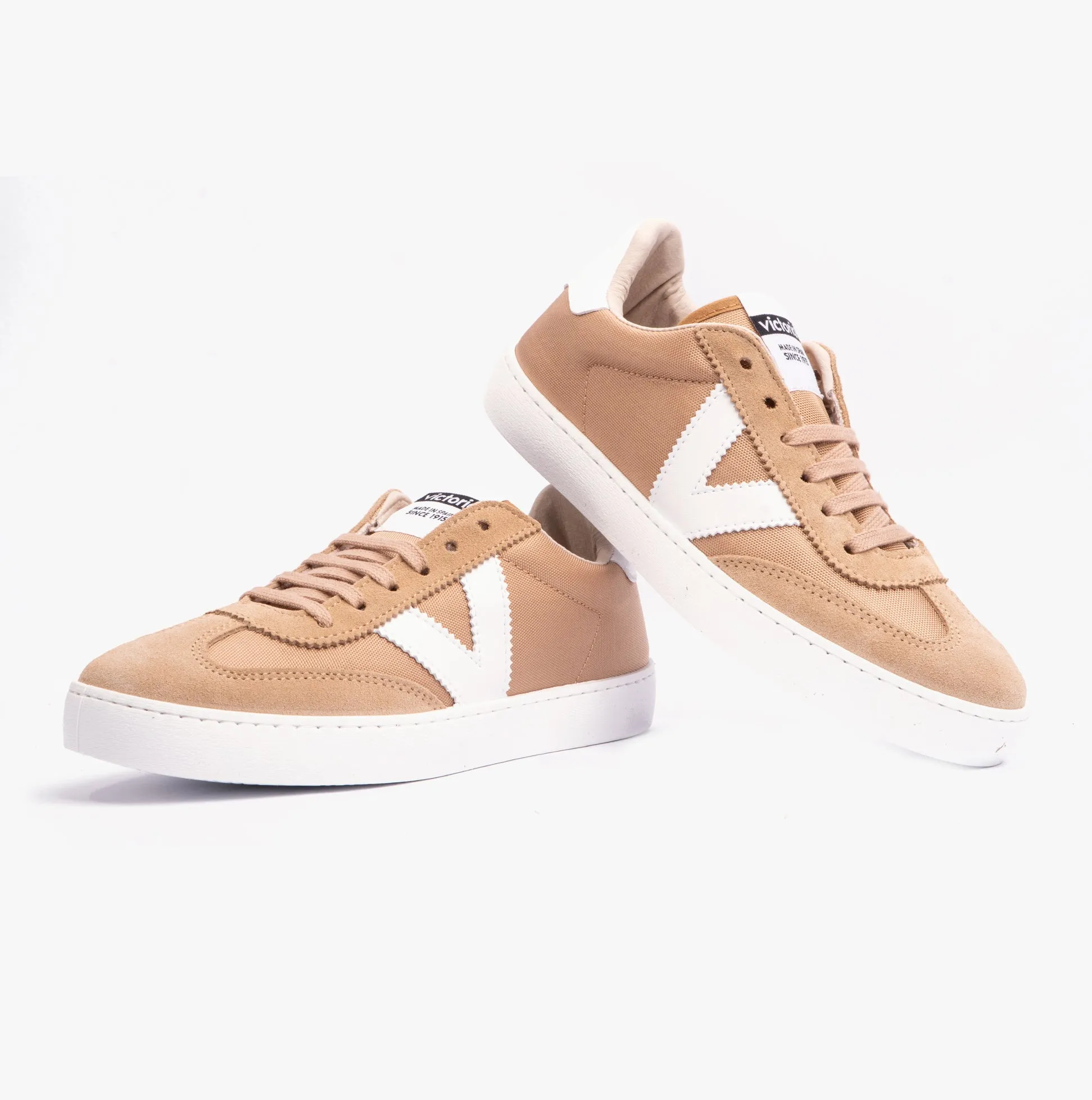Victoria BERLIN SPLIT LEATHER & NYLON Womens Trainers Taupe sold by Shuperb product image thumbnail 2