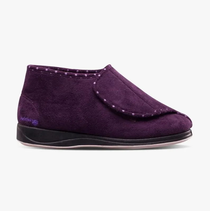 Padders CHERISH Womens (EE Fit) Touch Fasten Boot Slippers Purple sold by Shuperb