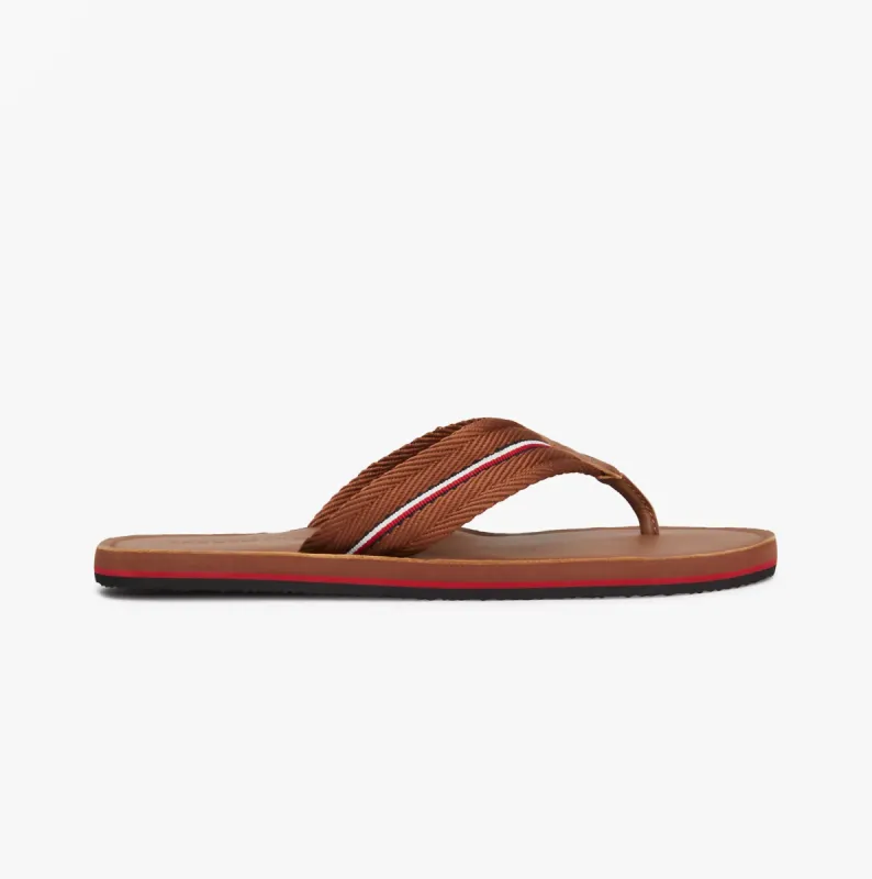 HILFIGER LEATHER Mens Flip Flops Winter Cognac sold by Shuperb