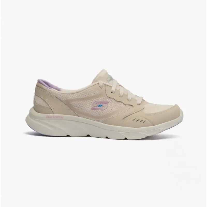 D'LUX COMFORT-PLENTY SUCCES Ladies Leather Lace-Up Trainers Natural/Purple sold by Shuperb