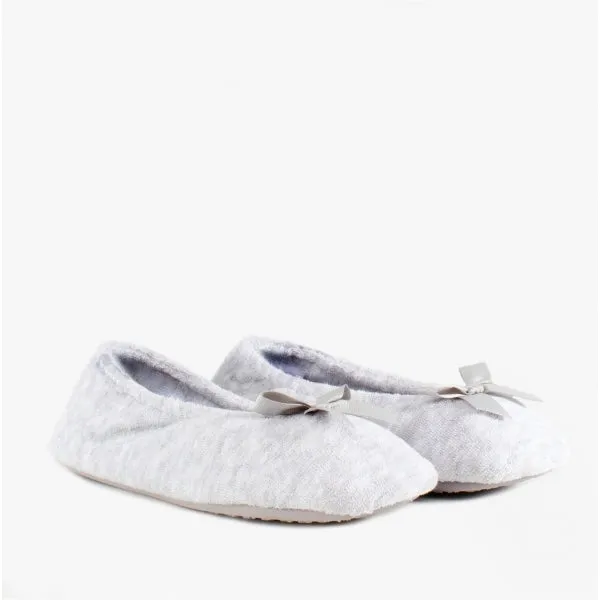 Totes Isotoner STRETCH TERRY BOW Womens Ballerina Slippers Grey sold by Shuperb product image thumbnail 5