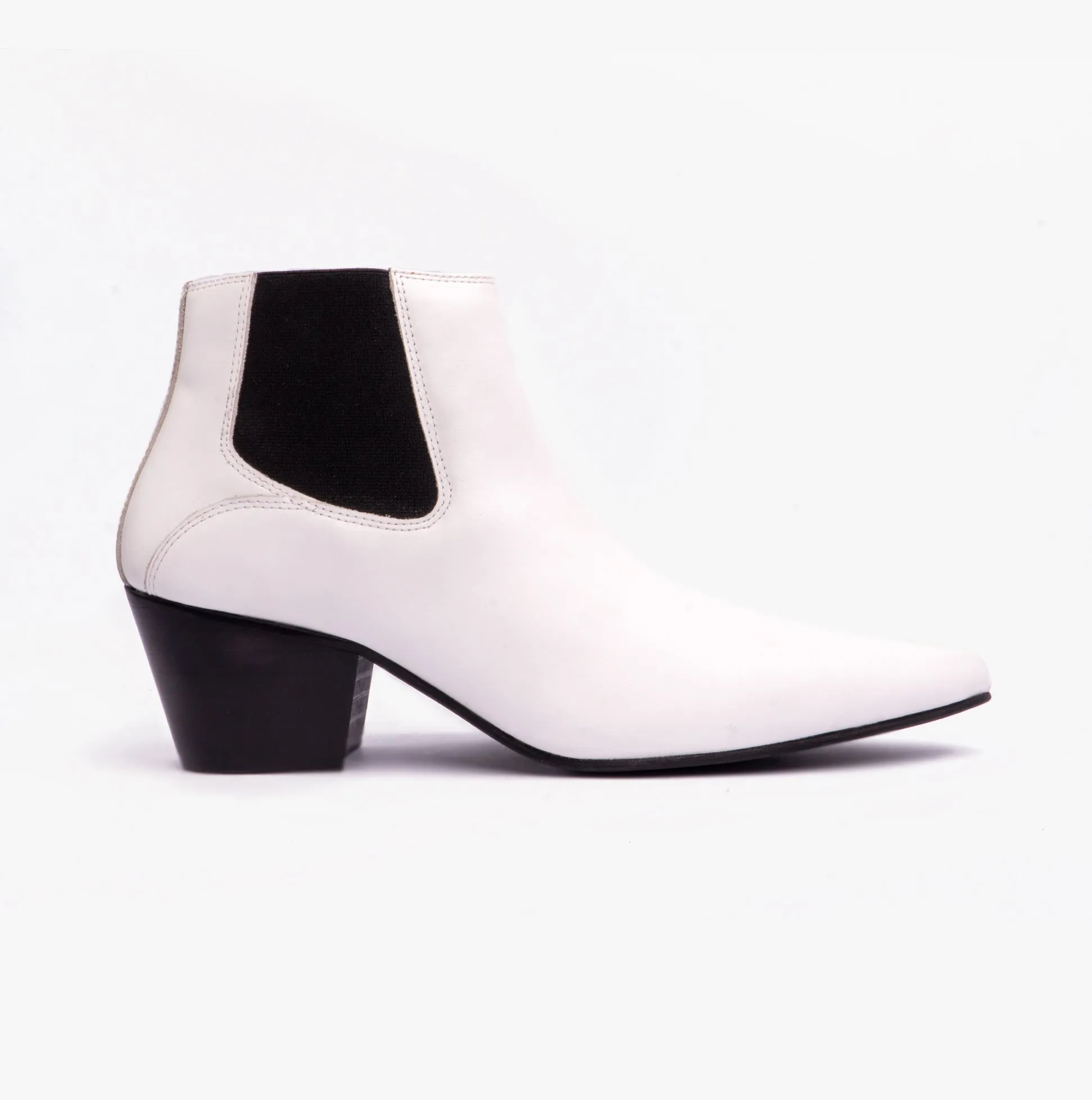 Club Cubano McCARTNEY Mens Cuban Heel Boots White Leather sold by Shuperb