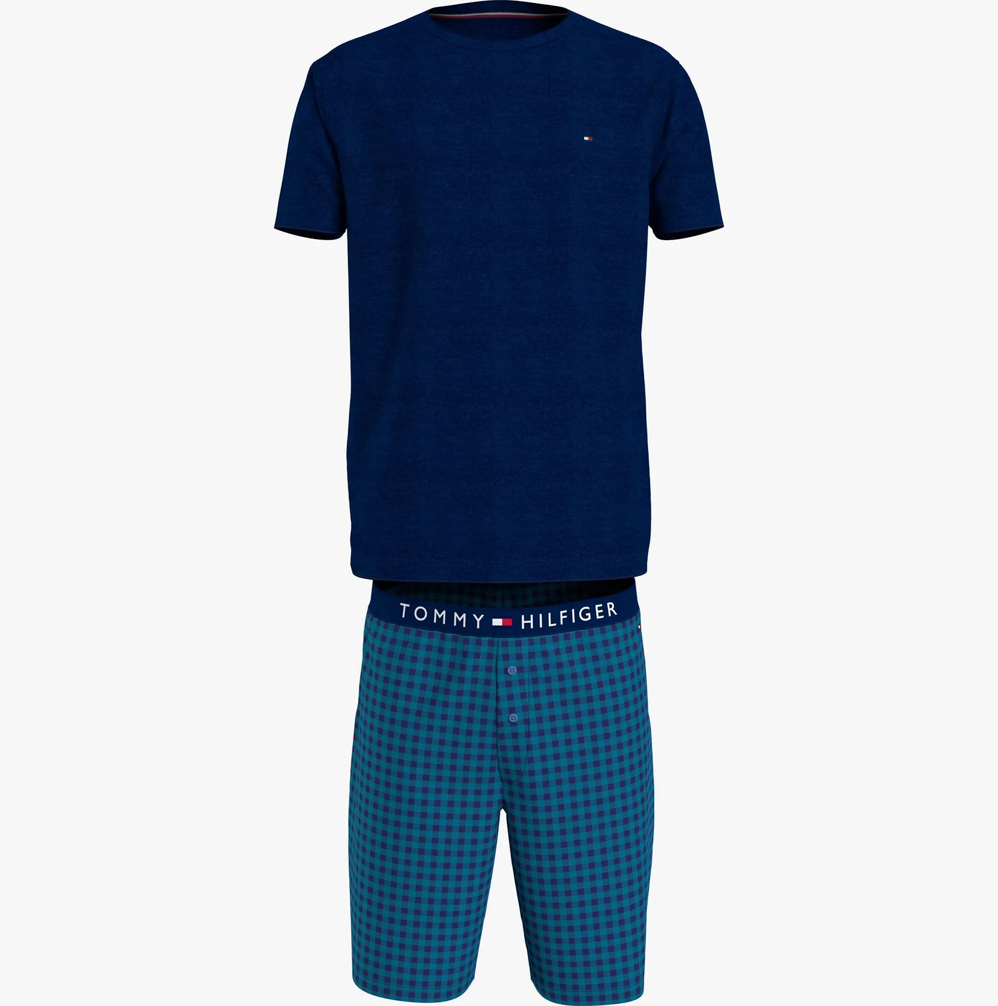 SHORT WOVEN Mens Pyjama Set Desert Sky/Heritage Gingham sold by Shuperb