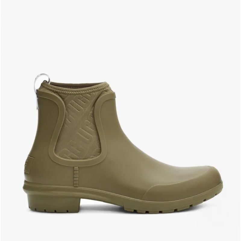 UGG CHEVONNE Womens Rubber Ankle Wellington Boots Olive made by UGG