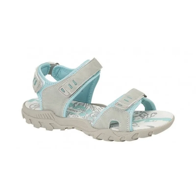 PDQ SANDY Womens Faux Nubuck Velcro Sports Sandals Light Grey/Mint made by Shuperb