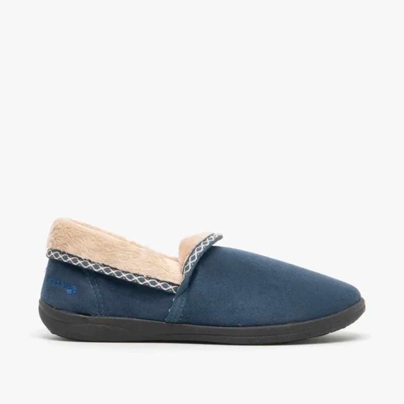 Padders MELLOW Womens (EE Fit) Full Slippers Denim Blue sold by Shuperb