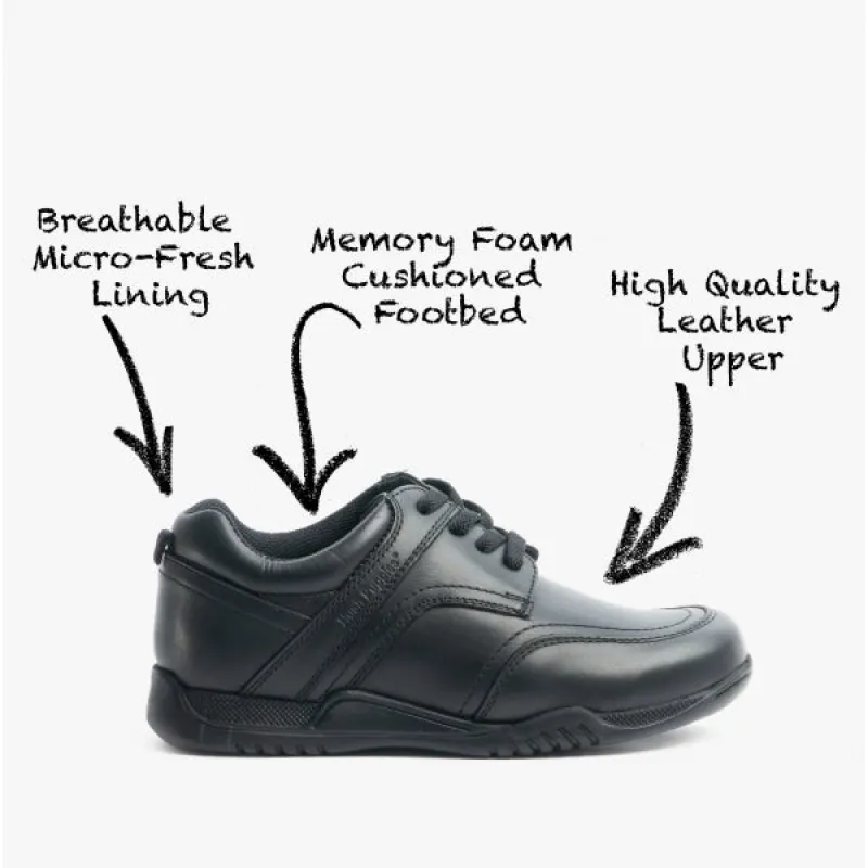 Hush Puppies HARVEY SENIOR Boys Leather School Shoes Black sold by Shuperb