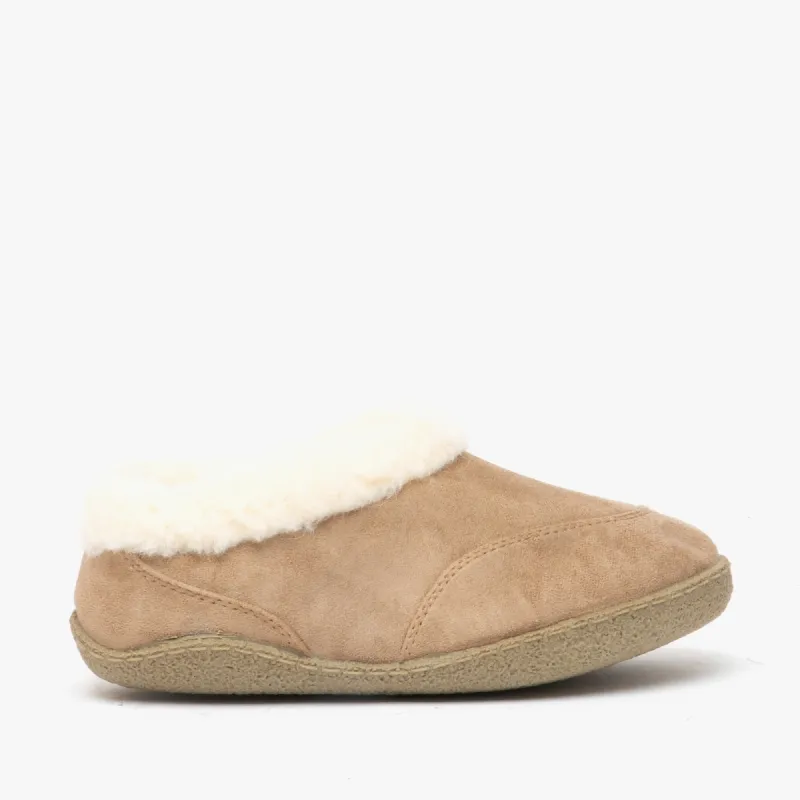 HOS Comfort CATHIE Womens Faux Fur Collar Full Slippers Tan sold by Shuperb