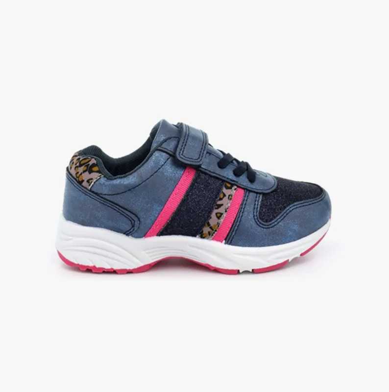 DEK PACIFIC Girls Elasticated Touch Fasten Trainers Metallic Blue/Ocelot sold by Shuperb