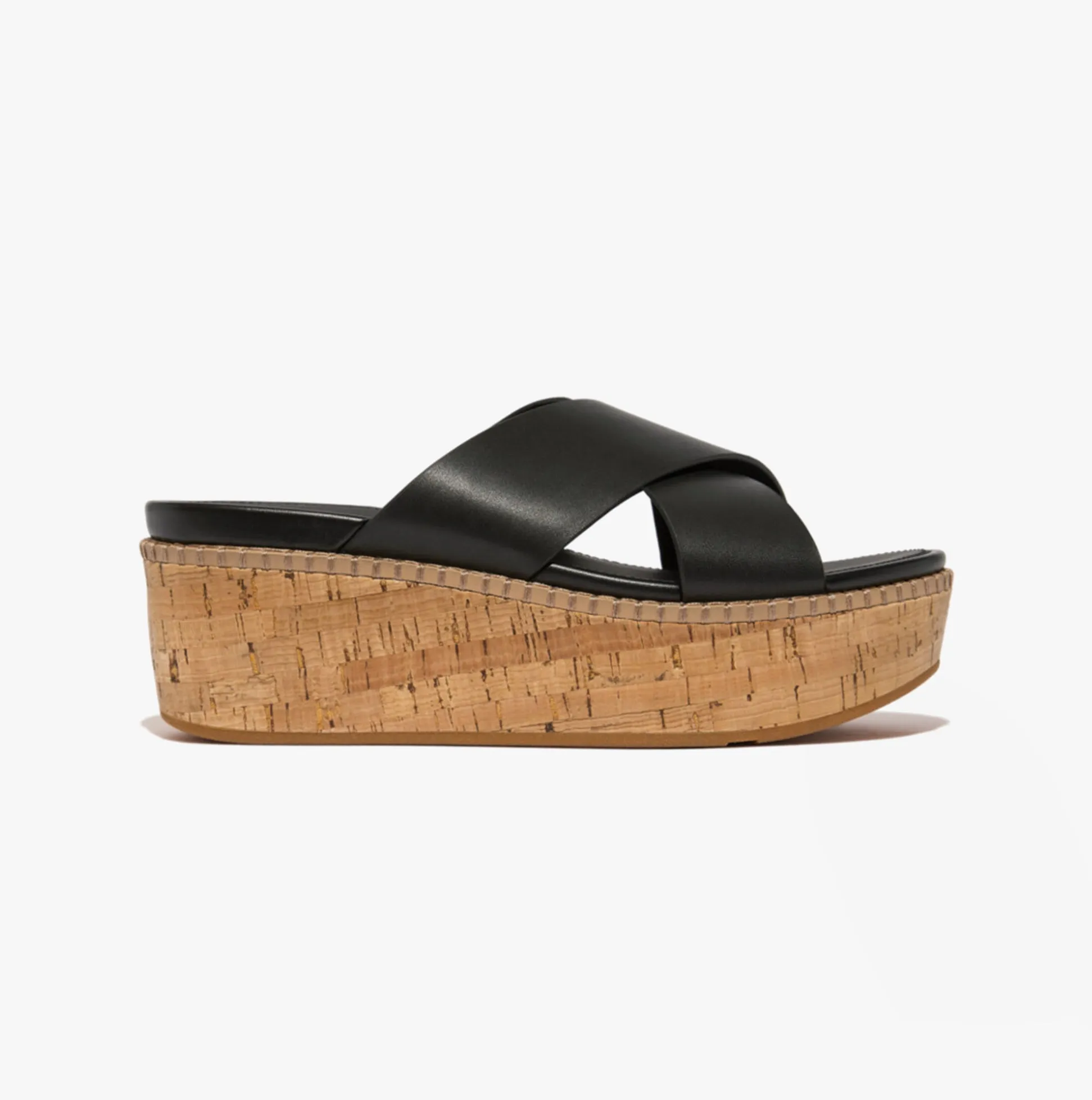 FitFlop ELOISE LEATHER Womens Cross Slides Black sold by Shuperb