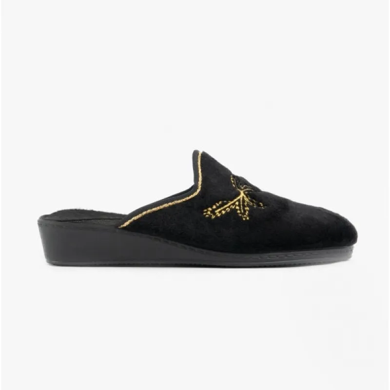 HOS Comfort THERESA Womens Mule Slippers Black sold by Shuperb