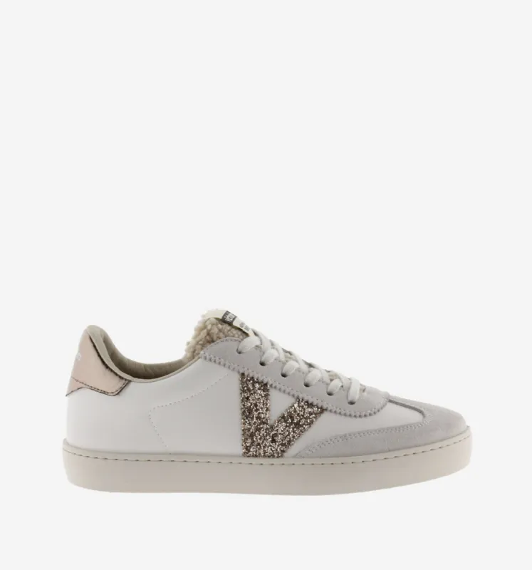 Victoria BERLIN FAUX LEATHER & SHEARLING CYCLIST Womens Trainers Hielo made by Shuperb