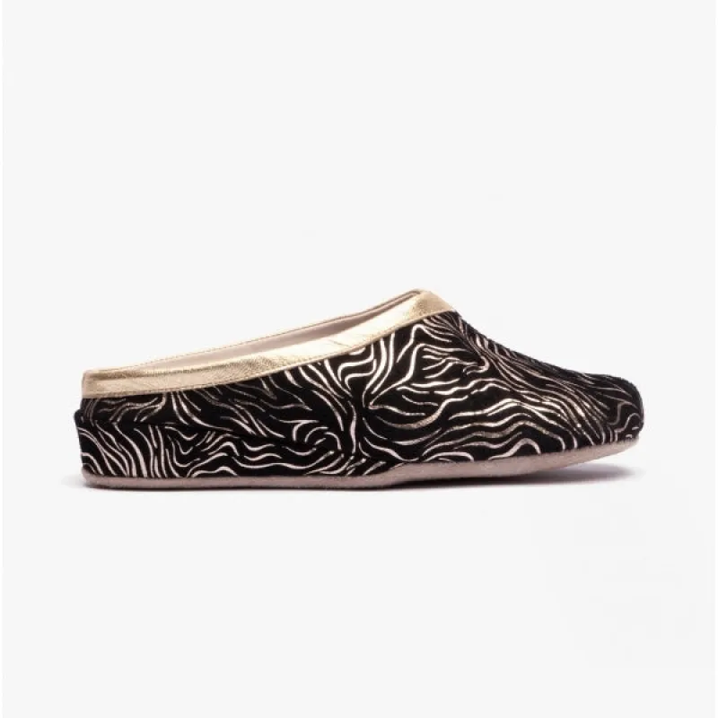 Chaleur SORELLA Womens Mule Slippers Black/Gold sold by Shuperb