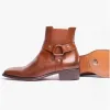 Club Cubano LAMBRO Mens Leather Cuban Heel Boots Cognac sold by Shuperb