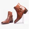 Club Cubano LAMBRO Mens Leather Cuban Heel Boots Cognac sold by Shuperb