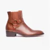 Club Cubano LAMBRO Mens Leather Cuban Heel Boots Cognac sold by Shuperb