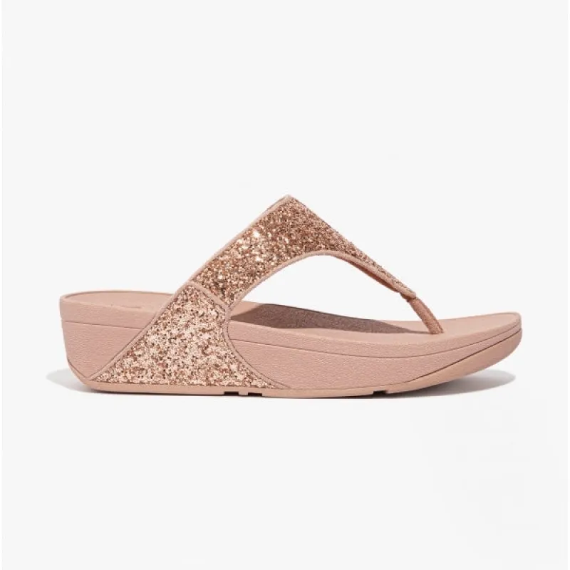 FitFlop LULU GLITTER Womens Toe Post Sandals Rose Gold sold by Shuperb