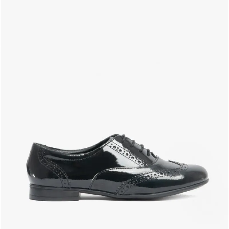 MATILDA Girls Leather Brogue School Shoes Patent Black sold by Shuperb