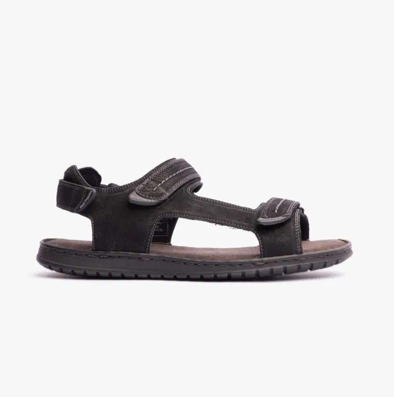 Hush Puppies NEVILLE QUARTER STRAP Mens Sandals Black sold by Shuperb