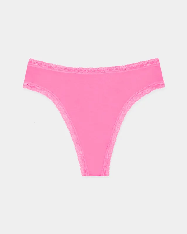 High Waisted Thong - Hot Pink sold by Stripe & Stare