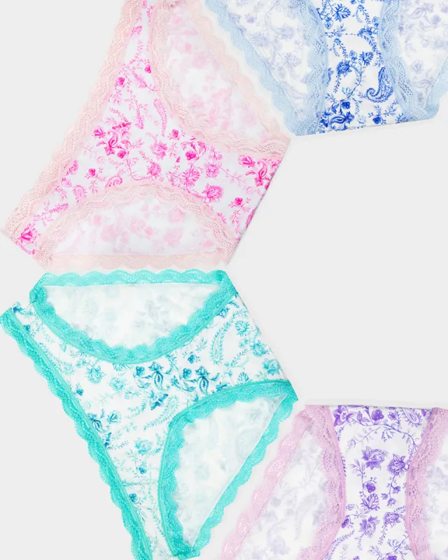 The Original Knicker Four Pack - Spring Paisley sold by Stripe & Stare