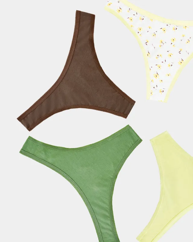 Camille Picot Thong Four Pack sold by Stripe & Stare