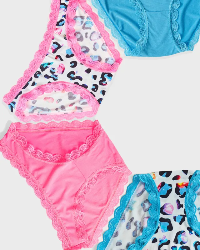 The Original Knicker Four Pack - Multi Leopard sold by Stripe & Stare