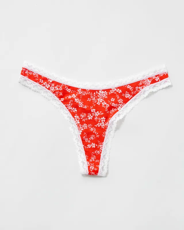 Thong - Red Ditsy Floral sold by Stripe & Stare