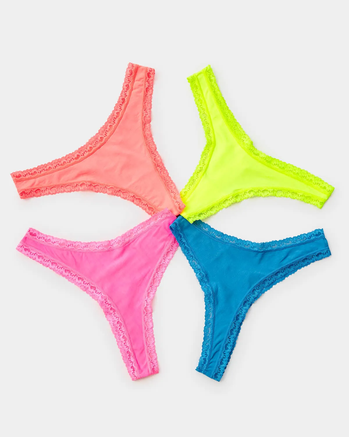 Thong Four Pack - Neon Brights sold by Stripe & Stare