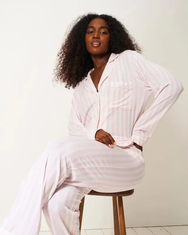 Long Pyjama Set - Pale Pink Stripe sold by Stripe & Stare
