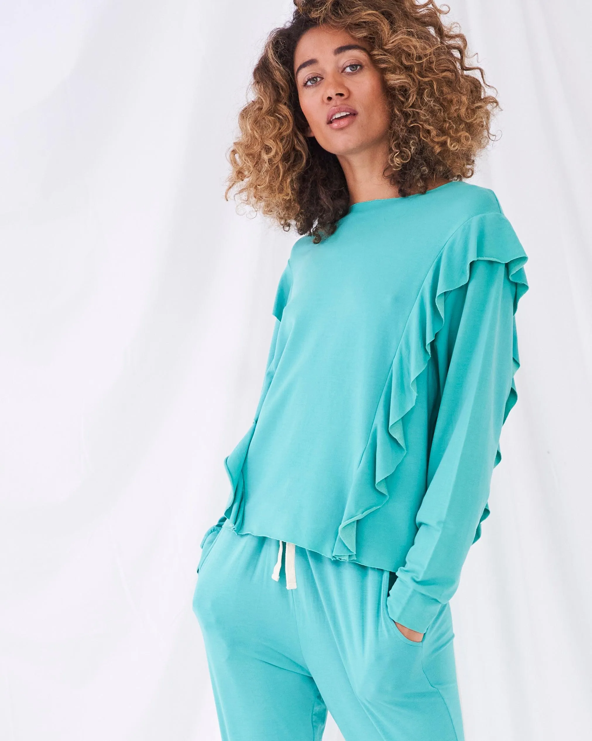 Happy Place - Electric Mint Amelie Sweatshirt sold by Stripe & Stare product image thumbnail 2