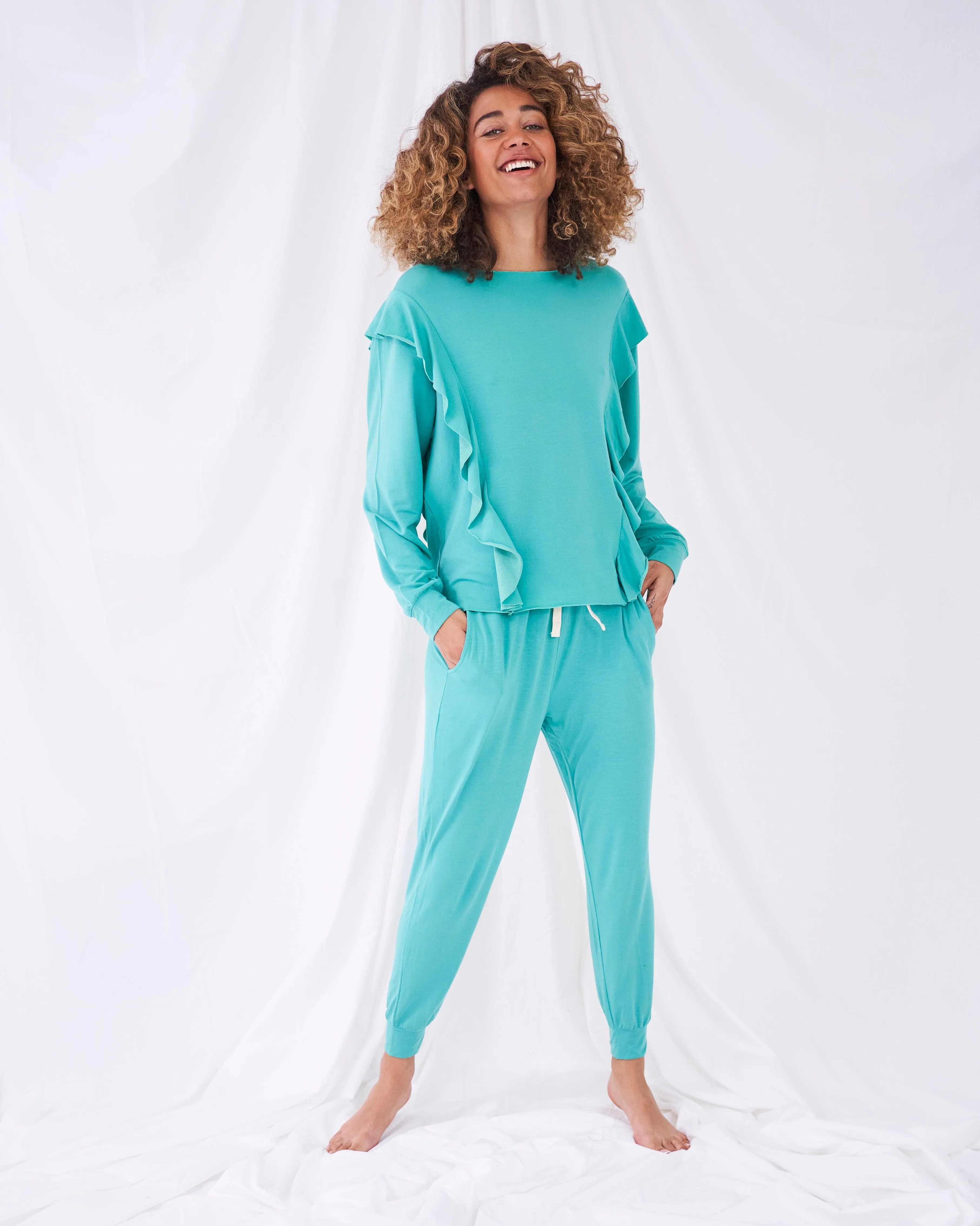 Happy Place - Electric Mint Amelie Sweatshirt sold by Stripe & Stare product image thumbnail 3