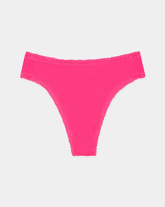 High Waisted Thong - Raspberry sold by Stripe & Stare