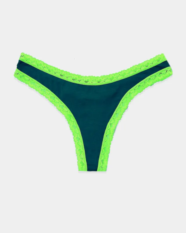 Thong - Midnight Neon Green sold by Stripe & Stare