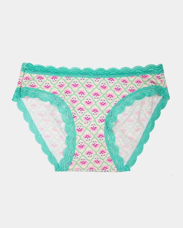 The Original Knicker  - Green Floral Tile sold by Stripe & Stare