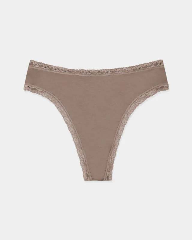 High Waisted Thong  - Taupe sold by Stripe & Stare