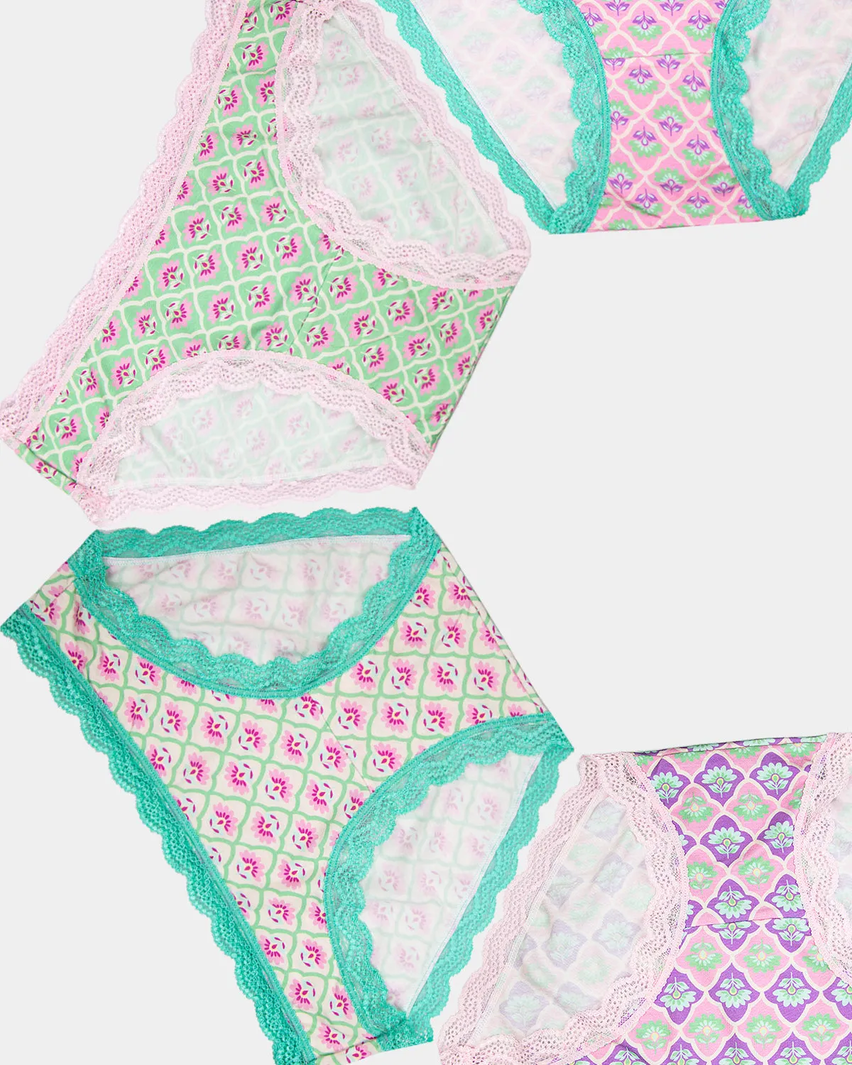 The Original Knicker Four Pack - Floral Tile sold by Stripe & Stare
