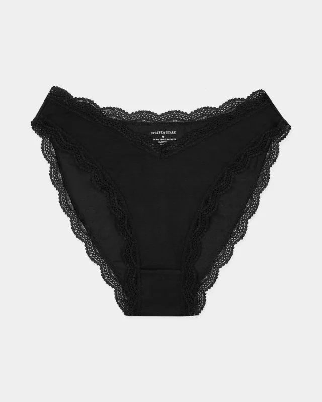 Dipped Tanga Knicker - Black sold by Stripe & Stare