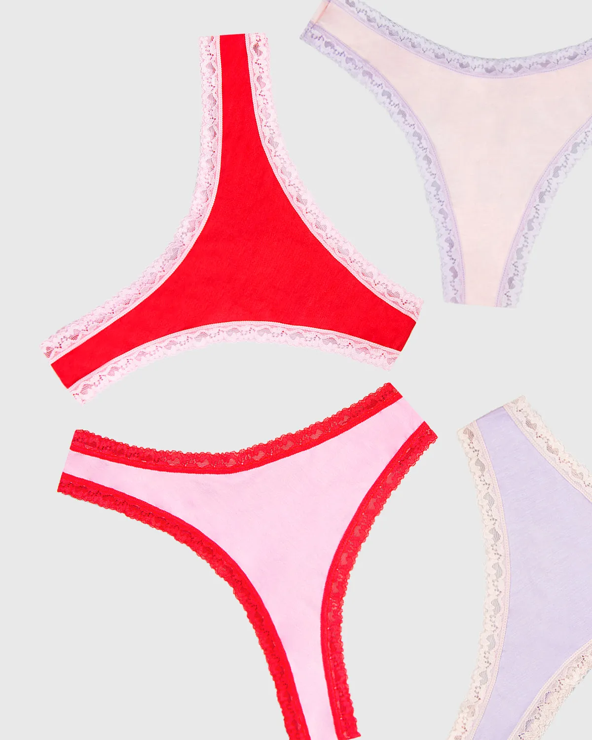Thong Four Pack - Pink and Red Contrast sold by Stripe & Stare