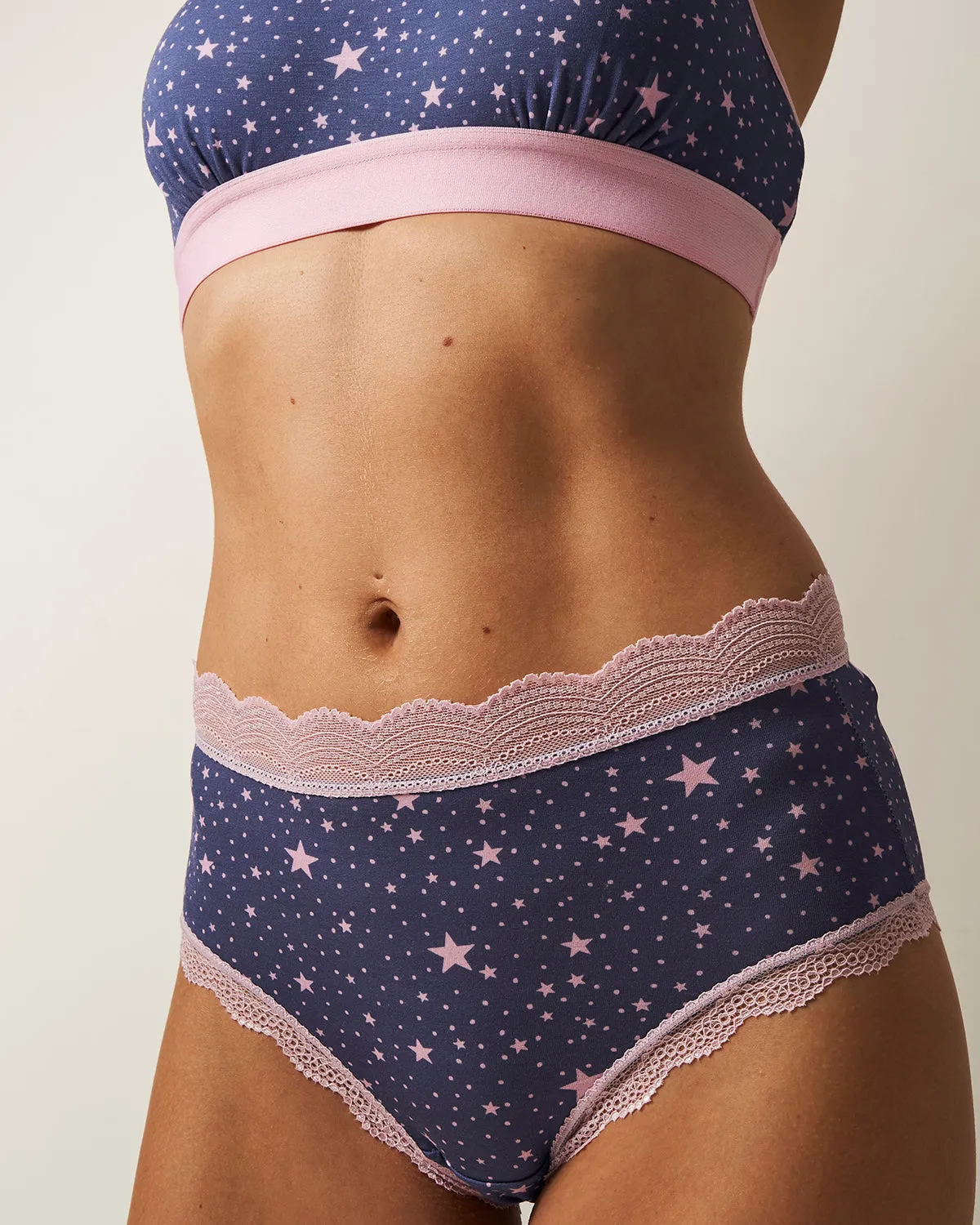 High Rise Knicker - Indigo and Pirouette Stars sold by Stripe & Stare product image thumbnail 3