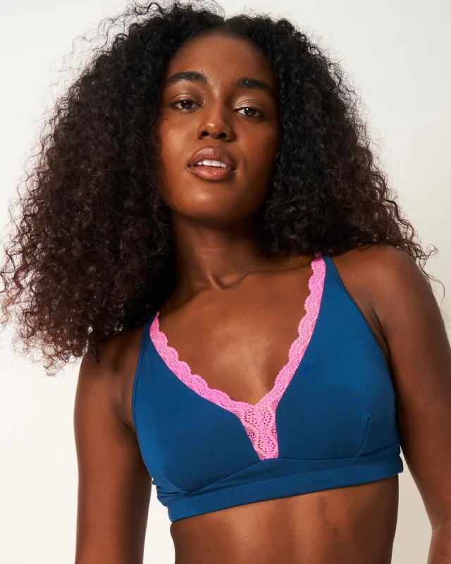 Lace Plunge Bra - Midnight Neon Pink sold by Stripe & Stare