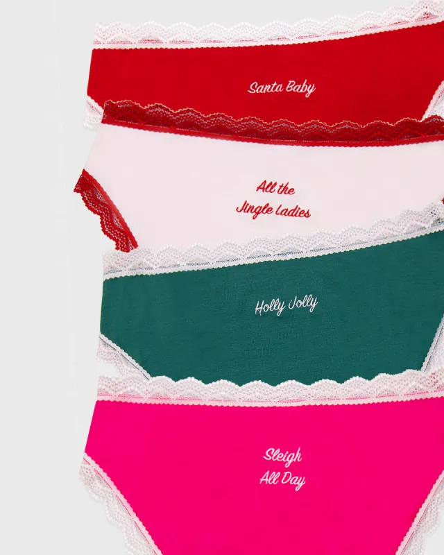 The Original Knicker Four Pack - Christmas Embroideries sold by Stripe & Stare