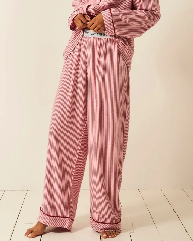 Soft Brushed Woven Pyjama Bottoms - Red Stripe sold by Stripe & Stare