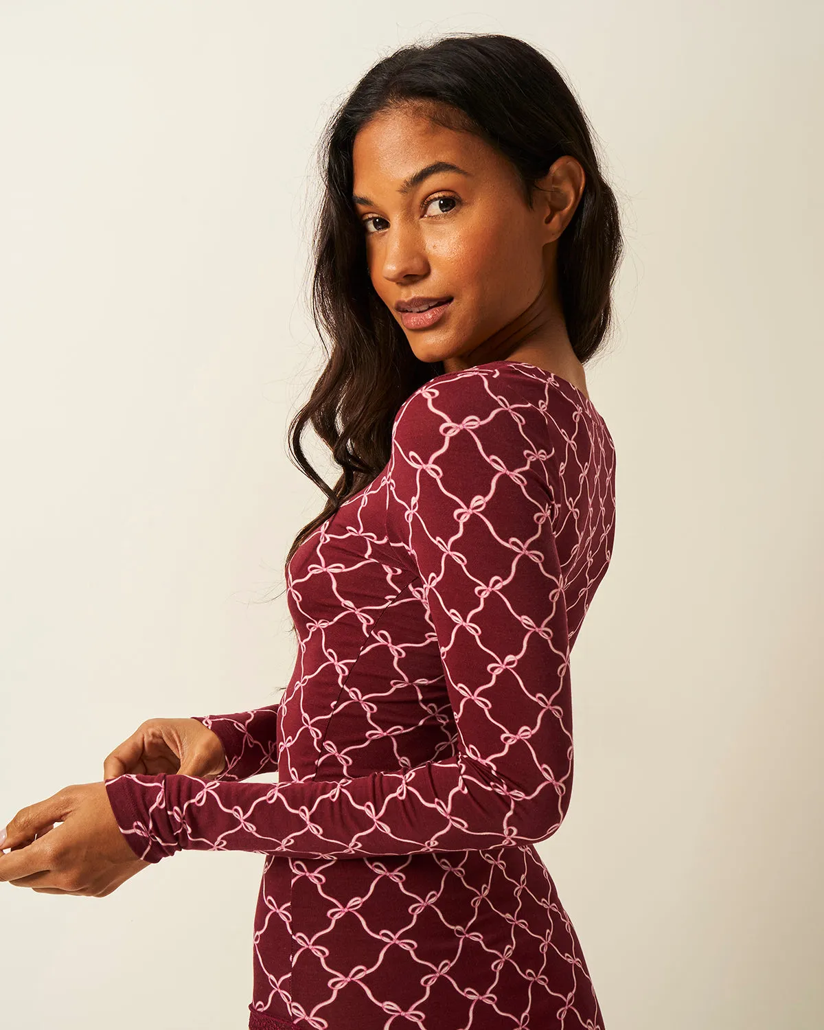 Long Sleeve Bodysuit - Rouge Bow sold by Stripe & Stare product image thumbnail 3