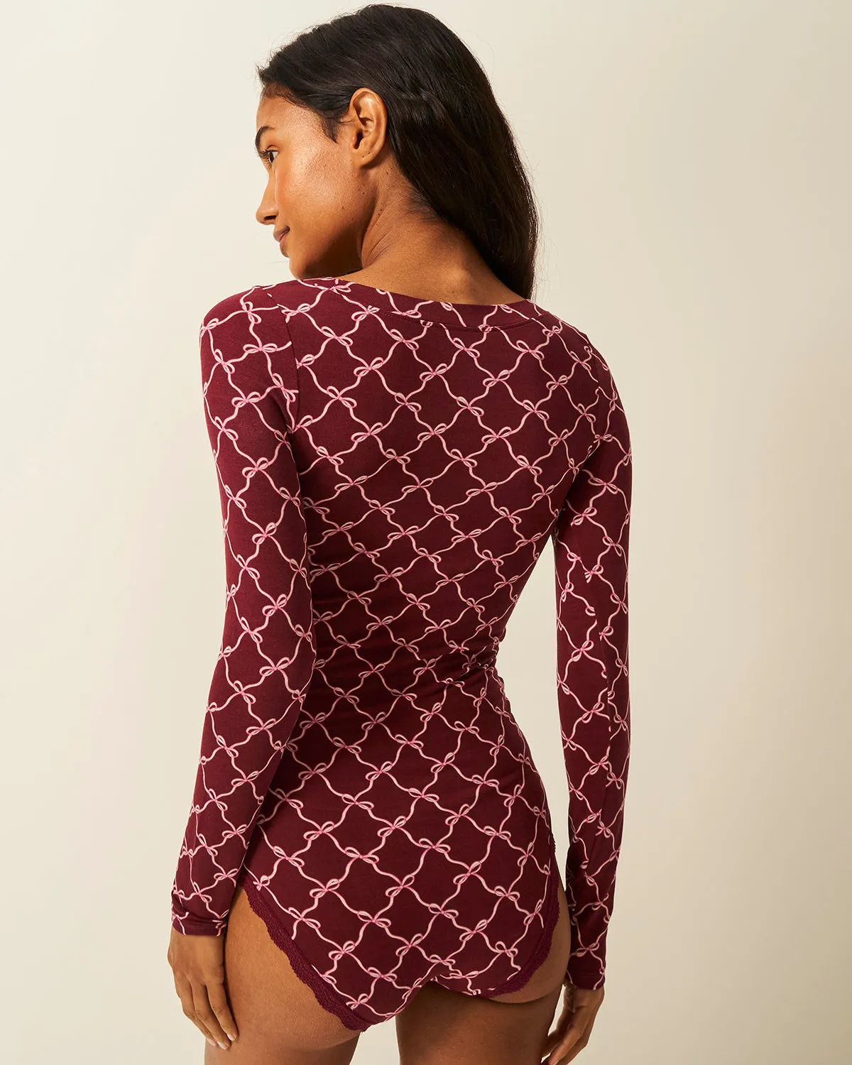 Long Sleeve Bodysuit - Rouge Bow sold by Stripe & Stare product image thumbnail 4