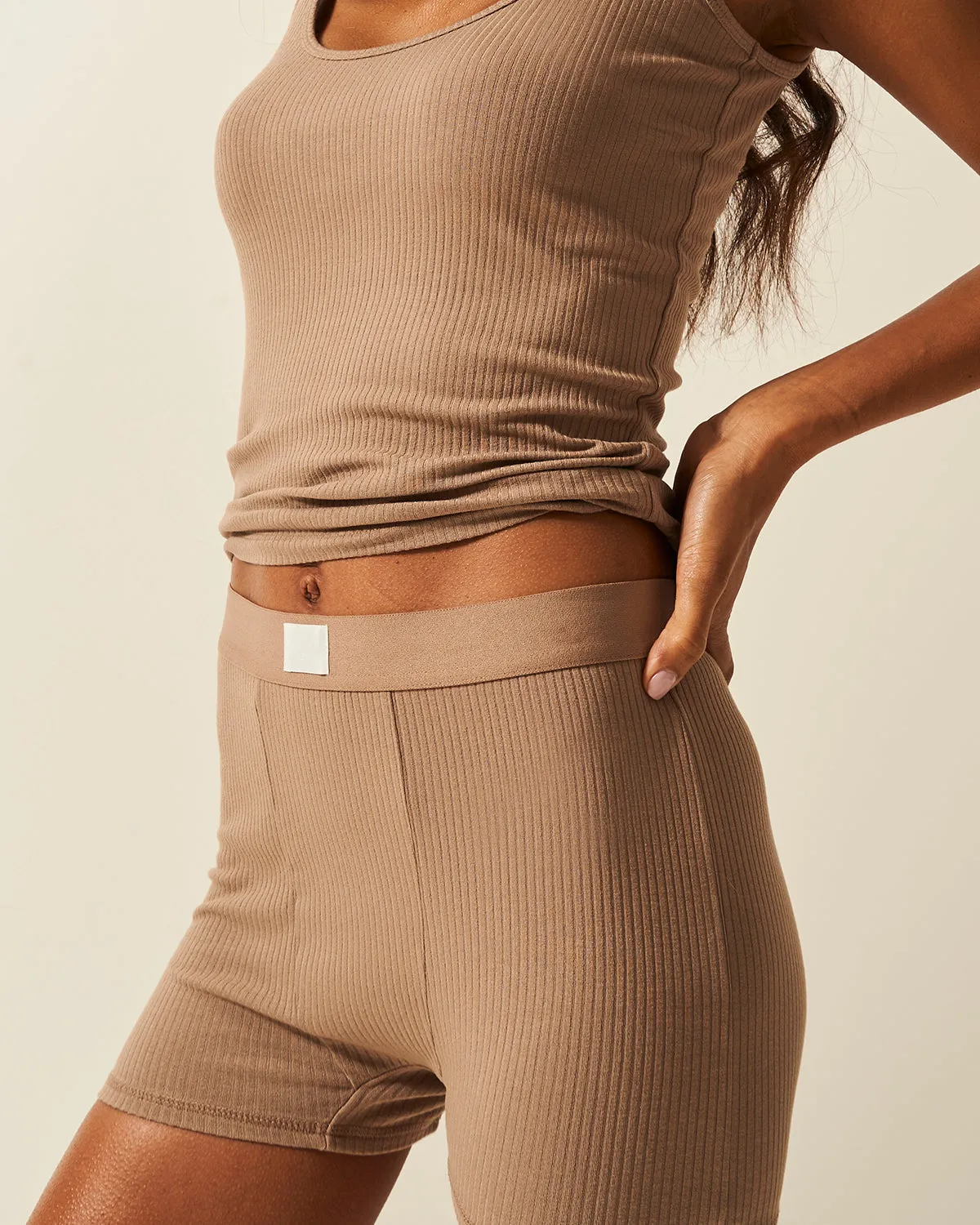 Ribbed Boxer - Taupe sold by Stripe & Stare