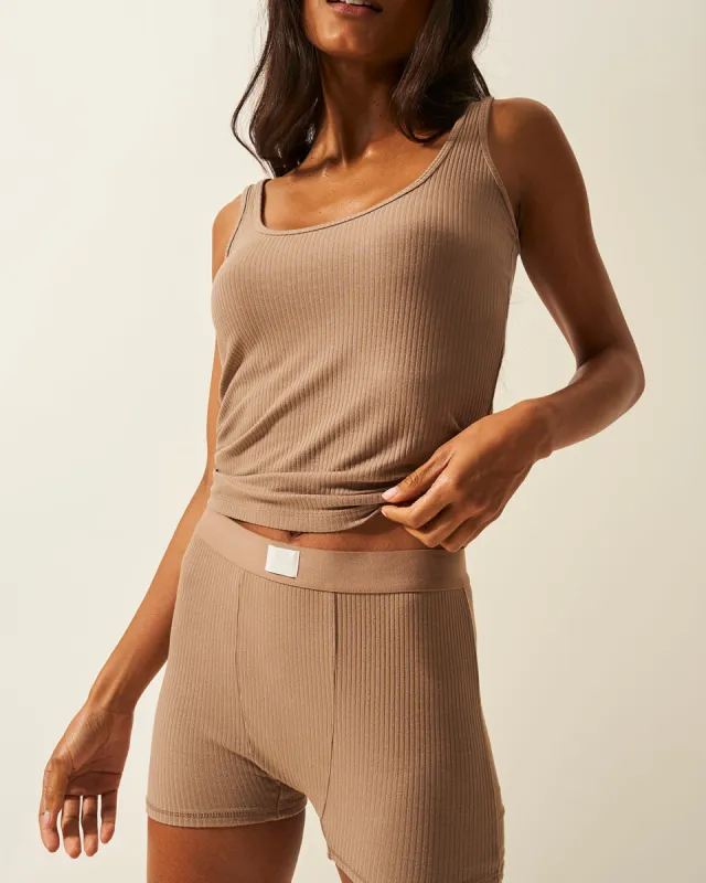 Ribbed Vest - Taupe sold by Stripe & Stare